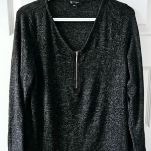 Lily Morgan grey with zipper long sleeve top size medium